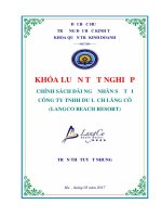 (Khóa luận tốt nghiệp) Chính sách đãi ngộ nhân sự tại công ty TNHH du lịch Lăng Cô (LangCo Beach Resort)