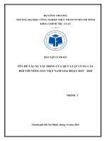 (Tiểu luận) đề tài sự tác động của quy luật cung cầu đối với nông sản việt nam giai đoạn 2015 – 2020