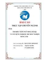 (Tiểu luận) báo cáo thực tập chuyên ngành đề tài tìm hiều ngôn ngữ php  mysql và xây dựng website thi trắc nghiệm tiếng anh