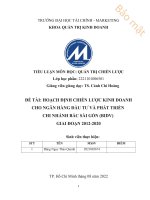 (Tiểu luận) đề tài hoạch định chiến lược kinh doanh cho ngân hàng đầu tư và phát triển chi nhánh bắc sài gòn (bidv) giai đoạn 2012 2020