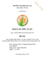 (Tiểu luận) đề tài chủ nghĩa hiện thực, tự do và kiến tạo là ba mảnh ghép hoàn hảo của lí thuyết quan hệ quốc tế