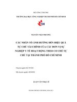 Các nhân tố ảnh hưởng đến hiệu quả tự chủ tài chính của các đơn vị sự nghiệp y tế hoạt động theo cơ chế tự chủ tại thành phố hồ chí minh