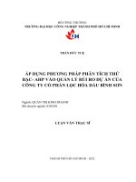 Áp dụng phương pháp phân tích thứ bậc  ahp vào quản lý rủi ro dự án của công ty cổ phần lọc hóa dầu bình sơn