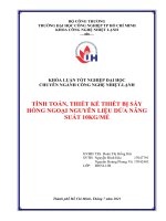 Tính toán, thiết kế thiết bị sấy hồng ngoại nguyên liệu dứa năng suất 10kgmẻ đồ án tốt nghiệp đại học khoa công nghệ nhiệt lạnh