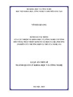 Đánh giá tác động của các nhiệm vụ khoa học và công nghệ cấp tỉnh đối với sự phát triển kinh tế xã hội của địa phương (Nghiên cứu trường hợp cụ thể của Nghệ An).