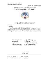 Hoàn thiện công tác quản lý ngân quỹ tại công ty trách nhiệm hữu hạn dịch vụ thương mại minh trang