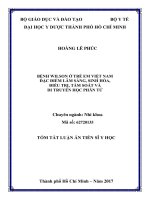 Luận án tiến sĩ bệnh wilson ở trẻ em việt nam đặc điểm lâm sàng, sinh hóa, điều trị, tầm soát và di truyền học phân tử