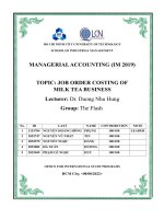 (Tiểu luận) topic job order costing of milk tea business