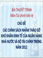 Tiểu luận - Tài Chính Tiền Tệ - Chủ Đề-  Các Chính Sách Nhằm Tháo Gỡ Khó Khăn Kinh Tế Của Ngân Hàng Nhà Nước Và Bộ Tài Chính Trong Năm 2012