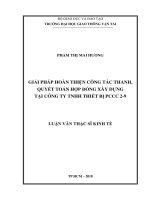 Giải pháp hoàn thiện công tác thanh, quyết toán hợp đồng xây dựng tại công ty tnhh thiết bị pccc 2 9 luận văn thạc sĩ chuyên ngành kinh tế xây dựng
