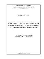 Hoàn thiện công tác quản lý chi phí bảo trì đường bộ tại sở giao thông vận tải thành phố hồ chí minh luận văn thạc sĩ chuyên ngành quản lý xây dựng