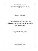 Hoàn thiện công tác đấu thầu tại ban quản lý dự án vốn bảo trì đường bộ tỉnh bình dương luận văn thạc sĩ chuyên ngành quản lý xây dựng