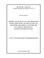Nghiên cứu đề xuất các giải pháp nhằm tăng cường công tác quản lý duy tu, bảo dưỡng hệ thống cầu đường bộ của trung tâm quản lý đường hầm sông sài gòn luận văn thạc sĩ chuyên ngành quản trị kinh doanh