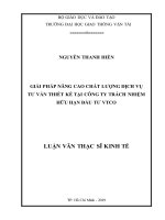 Giải pháp nâng cao chất lượng dịch vụ tư vấn thiết kế tại công ty trách nhiệm hữu hạn đầu tư vtco luận văn thạc sĩ chuyên ngành quản lý xây dựng