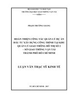 Hoàn thiện công tác quản lý dự án đầu tư xây dựng công trình tại khu quản lý giao thông đô thị số 2 – sở giao thông vận tải thành phố hcm luận văn thạc sĩ chuyên ngành kinh tế xây dựng