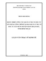 Hoàn thiện công tác quản lý dự án đầu tư xây dựng công trình tại ban quản lý dự án đầu tư xây dựng huyện hàm thuận bắc, tỉnh bình thuận luận văn thạc sĩ ngành quản lý xây dựng