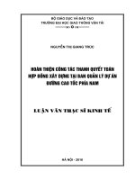 Hoàn thiện công tác thanh, quyết toán hợp đồng xây dựng tại ban quản lý đường cao tốc phía nam luận văn thạc sĩ chuyên ngành kinh tế xây dựng