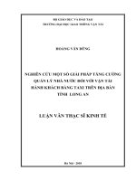 Nghiên cứu một số giải pháp tăng cường quản lý nhà nước đối với vận tải hành khách bằng taxi trên địa bàn tỉnh long an luận văn thạc sĩ ngành tổ chức và quản lý vận tải