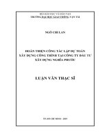 Hoàn thiện công tác lập dự toán xây dựng công trình tại công ty đầu tư xây dựng nghĩa phước luận văn thạc sĩ ngành quản lý xây dựng