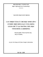 Tâm lý học lâm sàng can thiệp tâm lý cho học sinh lớp 3 có biểu hiện rối loạn tăng động giảm chú ý tại trường tiểu học vinschool gardernia (klv02597)