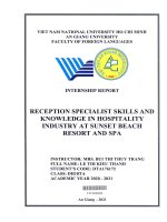 Báo cáo thực tập tốt nghiệp ngoại ngữ reception specialist skills and knowledge in hospitality industry at sunset beach resort and spa