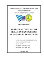 Báo cáo thực tập tốt nghiệp ngoại ngữ restaurant specialist skills and knowledge at phuong vi restaurant