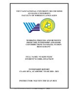 Báo cáo thực tập tốt nghiệp ngoại ngữ working process and benefits from the internship and some contributiin to soleil fusion restaurant