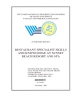 Báo cáo thực tập tốt nghiệp ngoại ngữ restaurant specialist skills and knowledge at sunset beach resort and spa