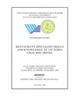 Báo cáo thực tập tốt nghiệp ngoại ngữ restaurant specialist skills and knowledge at victoria chau doc hotel