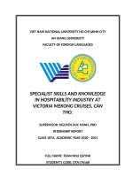 Báo cáo thực tập tốt nghiệp ngoại ngữ specialist skill and knowledge in hospitability industry at victoria mekong cruises can tho