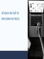 Tiểu Luận - Khởi Sự Kinh Doanh - Dự Án  Kế Hoạch Sản Xuất Và Kinh Doanh Hạt Macca