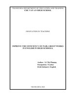 (Skkn 2023) improve the efficiency of pair, group works in high schools