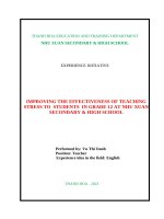 (Skkn 2023) improving the effectiveness of teaching stress to students in grade 12 at nhu xuan secondary  high school