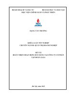 Chuyên ngành quản trị doanh nghiệp hoàn thiện hoạt động bán hàng tại công ty cổ phần tập đoàn zaza