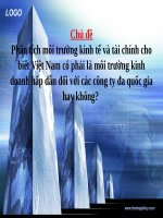 Tiểu Luận  - Quản Trị Kinh Doanh Quốc Tế  - Đề Tài  - Phân Tích Môi Trường Kinh Tế Và Tài Chính Cho Biết Việt Nam Có Phải Là Môi Trường Kinh Doanh Hấp Dẫn Đối Với Các Công Ty Đa Quốc Gia Hay Không