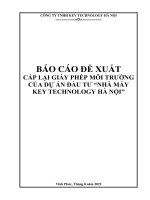 BÁO CÁO ĐỀ XUẤT CẤP LẠI GIẤY PHÉP MÔI TRƯỜNG CỦA DỰ ÁN ĐẦU TƯ “NHÀ MÁY KEY TECHNOLOGY HÀ NỘI”