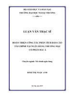 Luận văn hoàn thiện phân tích báo cáo tài chính ngân hàng thương mại cổ phần bắc á