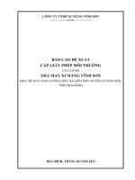 BÁO CÁO ĐỀ XUẤT GIẤY PHÉP MÔI TRƯỜNG NHÀ MÁY XI MĂNG VĨNH SƠN