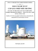 BÁO CÁO ĐỀ XUẤT CẤP GIẤY PHÉP MÔI TRƯỜNG CỦA DỰ ÁN NHÀ MÁY SẢN XUẤT KHÍ CÔNG NGHIỆP MESSER HẢI PHÒNG – THÁI NGUYÊN 2 (BỔ SUNG, NÂNG CẤP)
