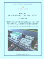 BÁO CÁO ĐỀ XUẤT CẤP GIẤY PHÉP MÔI TRƯỜNG TRUNG TÂM THƯƠNG MẠI VÀ NHÀ PHỐ THƯƠNG MẠI SHOPHOUSE HÒA BÌNH