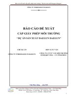 BÁO CÁO ĐỀ XUẤT CẤP GIẤY PHÉP MÔI TRƯỜNG ‘‘DỰ ÁN SẢN XUẤT DAEGUN DAEGUN”