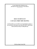 BÁO CÁO ĐỀ XUẤT CẤP GIẤY PHÉP MÔI TRƯỜNG Của Dự án đầu tư cơ sở vật chất và các công trình phụ trợ phục vụ đào tạo nhân lực chất lượng cao giai đoạn 20212025 và định hướng đến năm 2030 tại trường Cao Đẳng Bắc Kạn