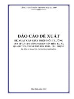 BÁO CÁO ĐỀ XUẤT CẤP GIẤY PHÉP MÔI TRƯỜNG CỦA DỰ ÁN CỤM CÔNG NGHIỆP TIÊN TIẾN, TẠI XÃ QUANG TIẾN, THÀNH PHỐ HÒA BÌNH – GIAI ĐOẠN 2
