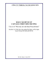 BÁO CÁO ĐỀ XUẤT CẤP GIẤY PHÉP MÔI TRƯỜNG Của cơ sở “Nhà máy sản xuất nhựa Polycarbonate”