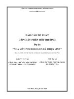 BÁO CÁO ĐỀ XUẤT CẤP GIẤY PHÉP MÔI TRƯỜNG Dự án ‘’NHÀ MÁY POWERLOGICS BÁ THIỆN VINA’’