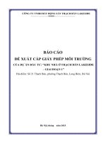 BÁO CÁO ĐỀ XUẤT CẤP GIẤY PHÉP MÔI TRƯỜNG CỦA DỰ ÁN ĐẦU TƯ: “KHU NHÀ Ở THẠCH BÀN LAKESIDE – GIAI ĐOẠN 1”