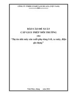 BÁO CÁO ĐỀ XUẤT CẤP GIẤY PHÉP MÔI TRƯỜNG của ‘’Dự án nhà máy sản xuất phụ tùng ô tô, xe máy, điện gia dụng’’