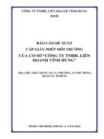 BÁO CÁO ĐỀ XUẤT CẤP GIẤY PHÉP MÔI TRƯỜNG CỦA CƠ SỞ “CÔNG TY TNHH, LIÊN DOANH VĨNH HƢNG”