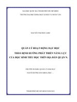 QUẢN LÝ HOẠT ĐỘNG DẠY HỌC  THEO ĐỊNH HƯỚNG PHÁT TRIỂN NĂNG LỰC  CỦA HỌC SINH TIỂU HỌC