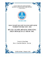 Cải tiến, bổ sung tính năng phần mềm quản lý thuốc tdc báo cáo kết quả đề tài sáng kiến kinh nghiệm năm học 2015 2016